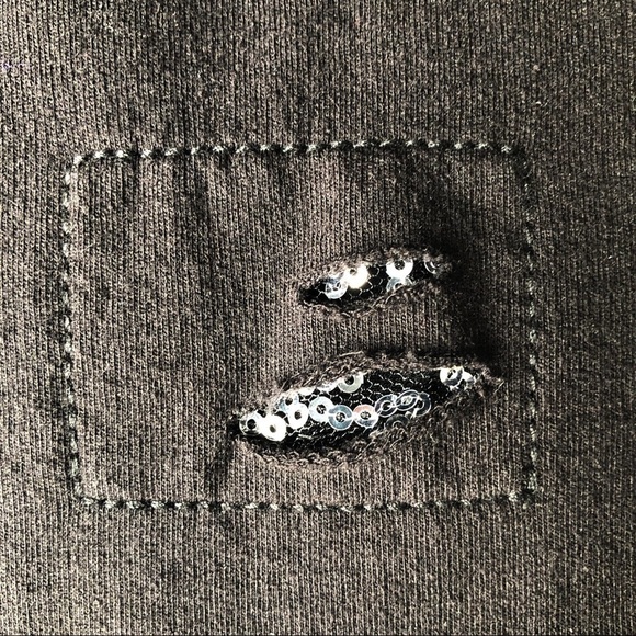 Lane Bryant Black Distressed Sequin Round Neck Sweatshirt Size 26/28 - Picture 4 of 8